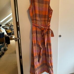 Ace & Jig Allovers Sleeveless Plaid Wide Leg Jumpsuit, Size XL